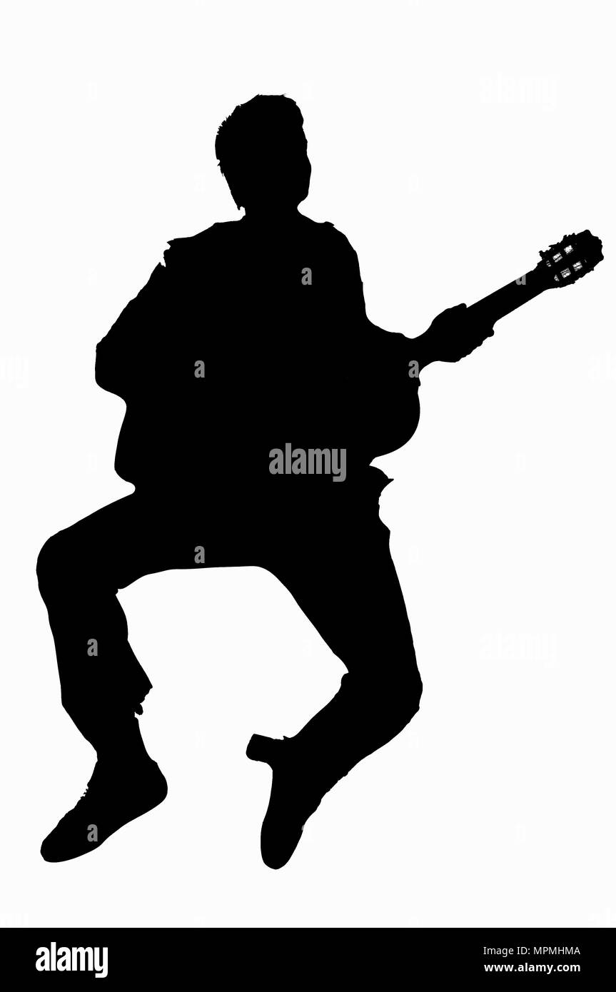 Ein Junge mit Ihrer Gitarre Stockfoto