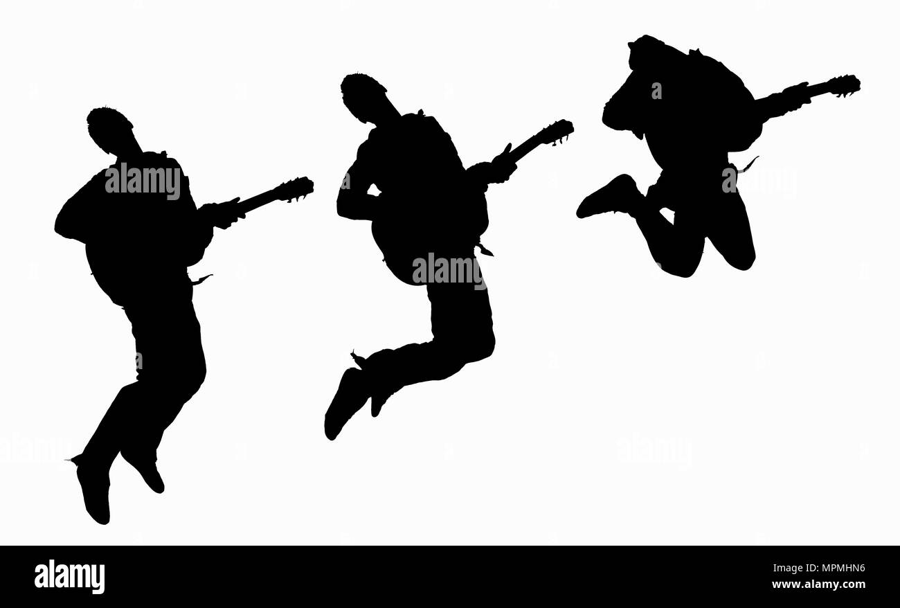 Ein Junge mit Ihrer Gitarre Stockfoto