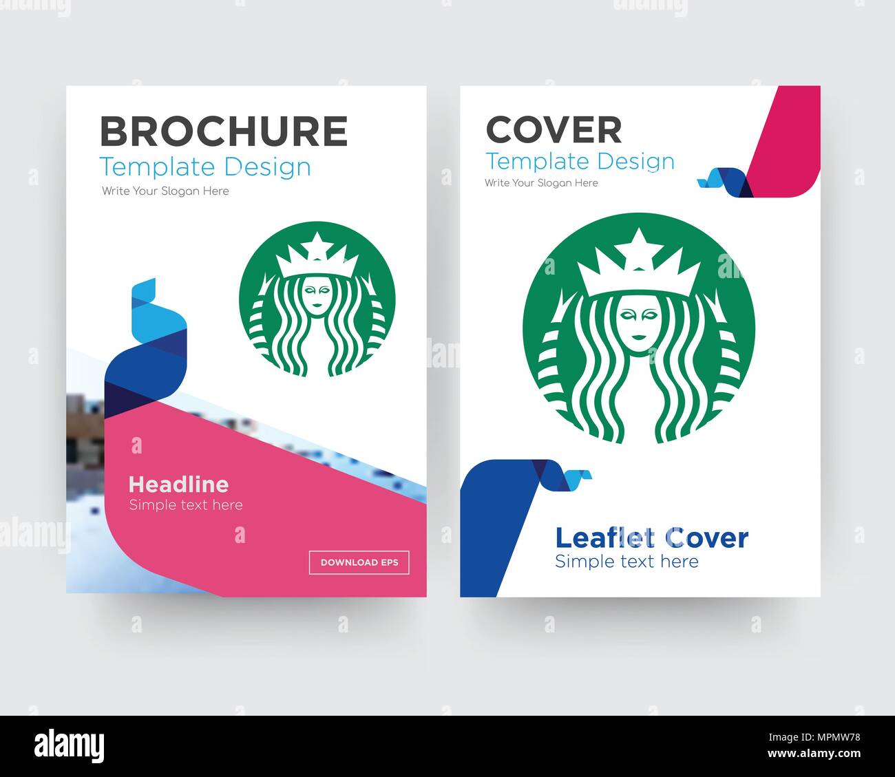 Starbucks Broschüren Flyer Design Template mit abstrakten Foto Hintergrund, minimalistischen Trend business Corporate roll up- oder Jahresbericht Stock Vektor