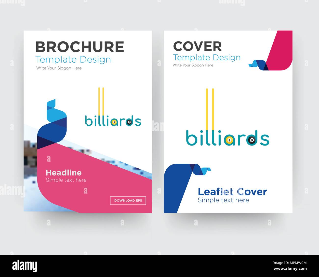 Billard Broschüren Flyer Design Template mit abstrakten Foto Hintergrund, minimalistischen Trend business Corporate roll up- oder Jahresbericht Stock Vektor