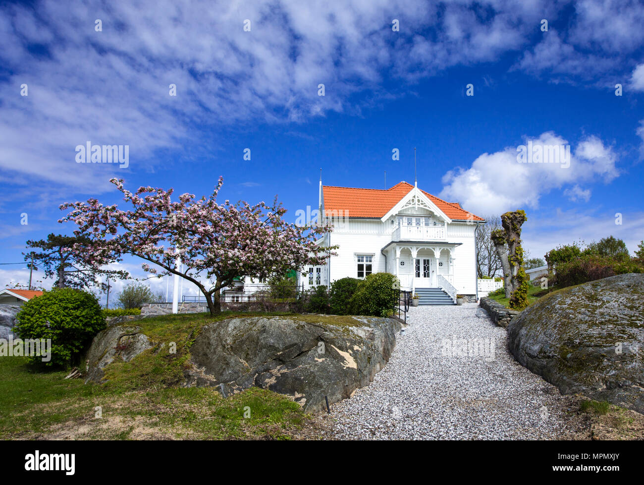 Villa an der Küste Bohuslan Styrso, Schweden Stockfoto