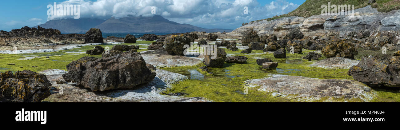 Bucht von Laig, Insel Eigg, kleinen Inseln der Inneren Hebriden, Schottland, Vereinigtes Königreich Stockfoto