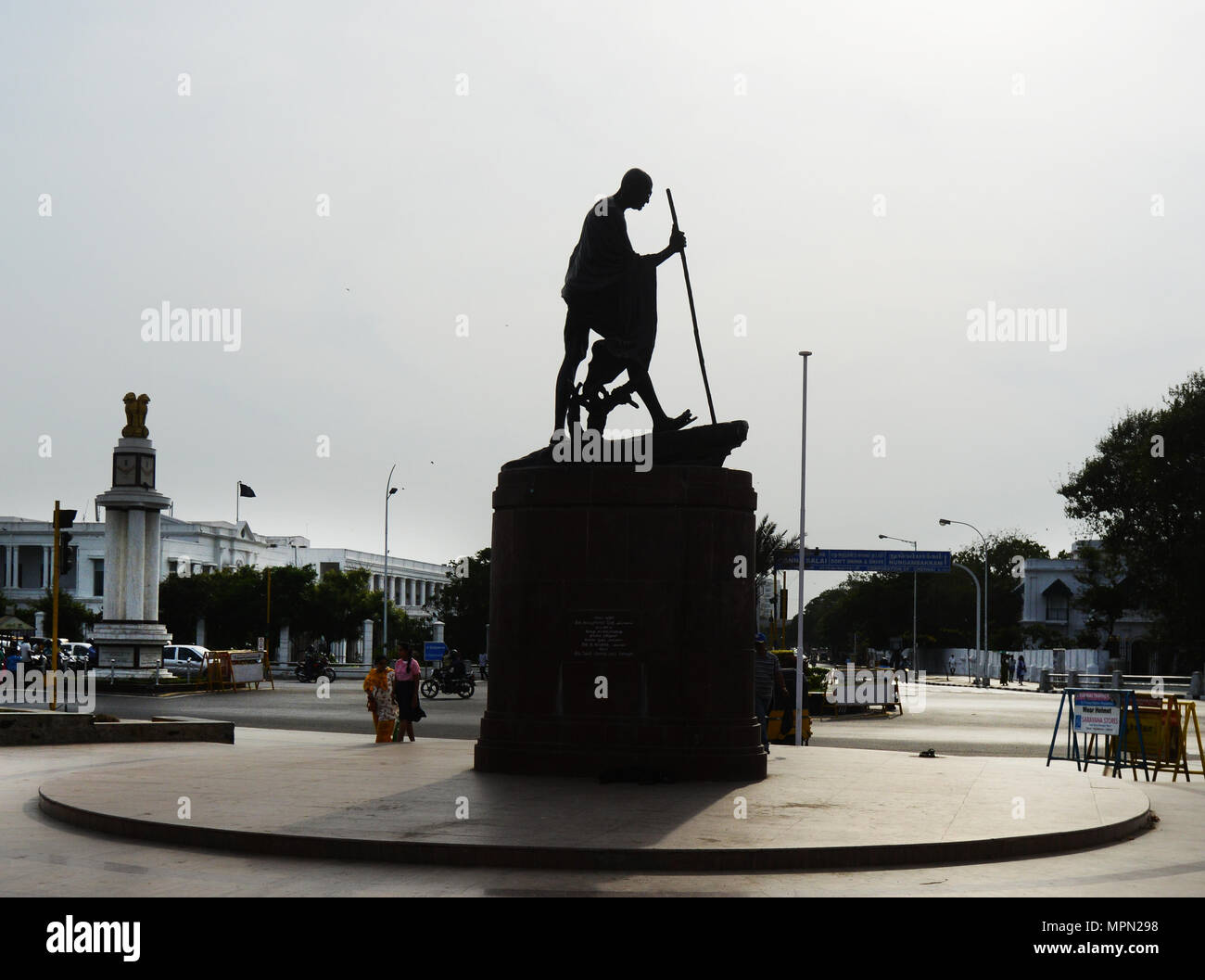 Statue von Mahatma Gandhi im Marina Beach Stockfoto