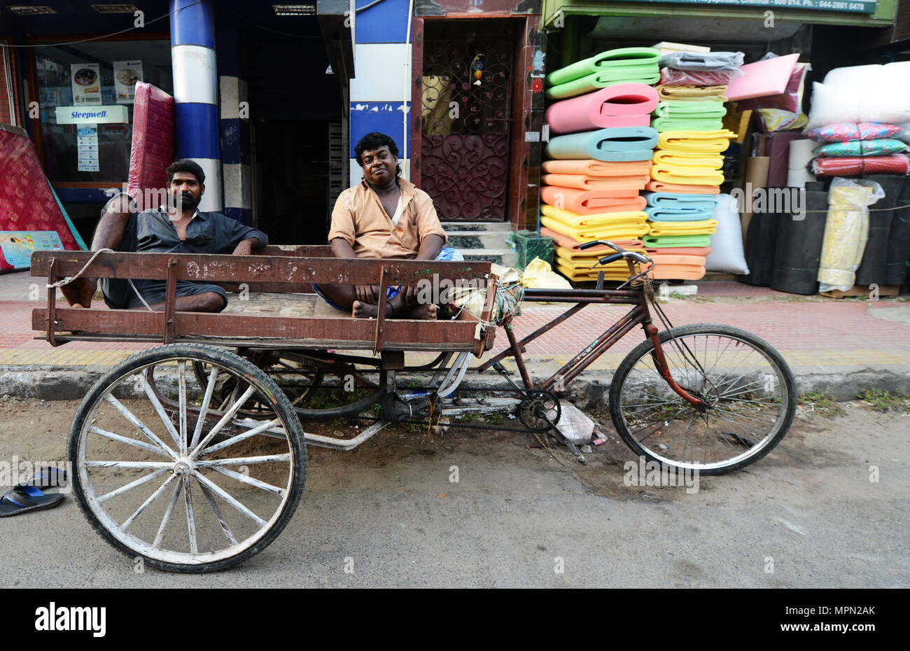 Bunte Märkte Szenen in Chennai, Indien. Stockfoto
