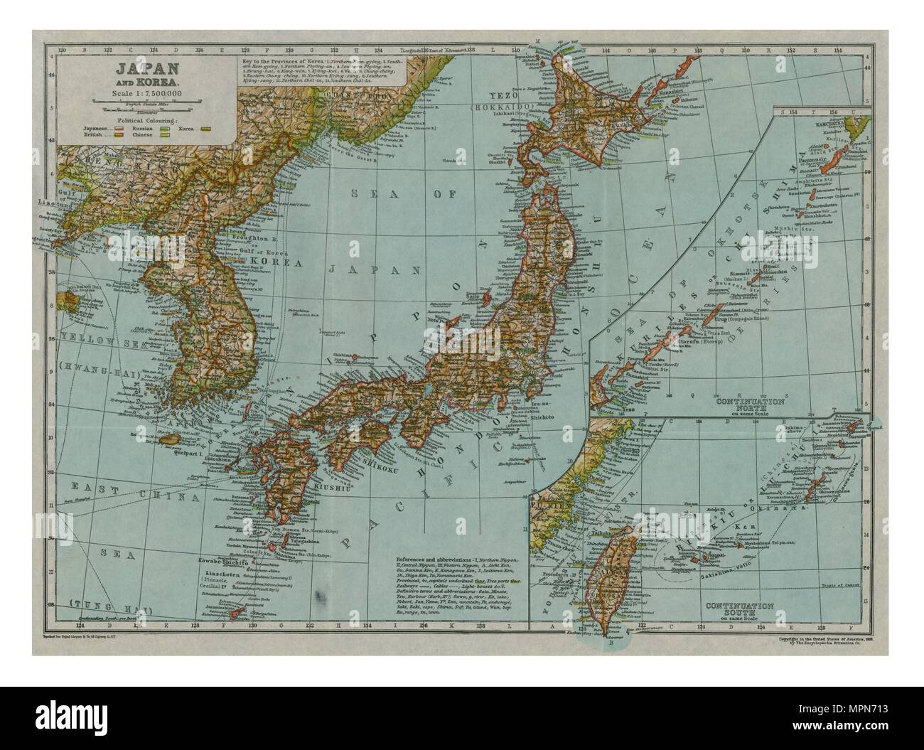 Karte von Japan und Korea, c 1910. Artist: Möwe Gravur Unternehmen. Stockfoto