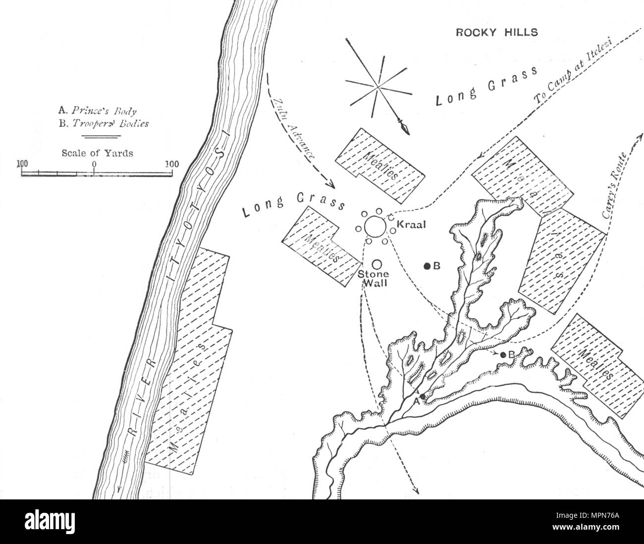 "Der Plan der Boden, wo Prinz Louis Napoleon getötet wurde, (1. Juni 1879)', c 1880. Artist: Unbekannt. Stockfoto
