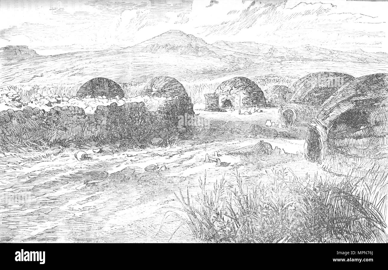 "Kraal, wo Prinz Louis Napoleon und seine Partei aus - satteln und waren bei "gefeuert, c 1880. Artist: Unbekannt. Stockfoto