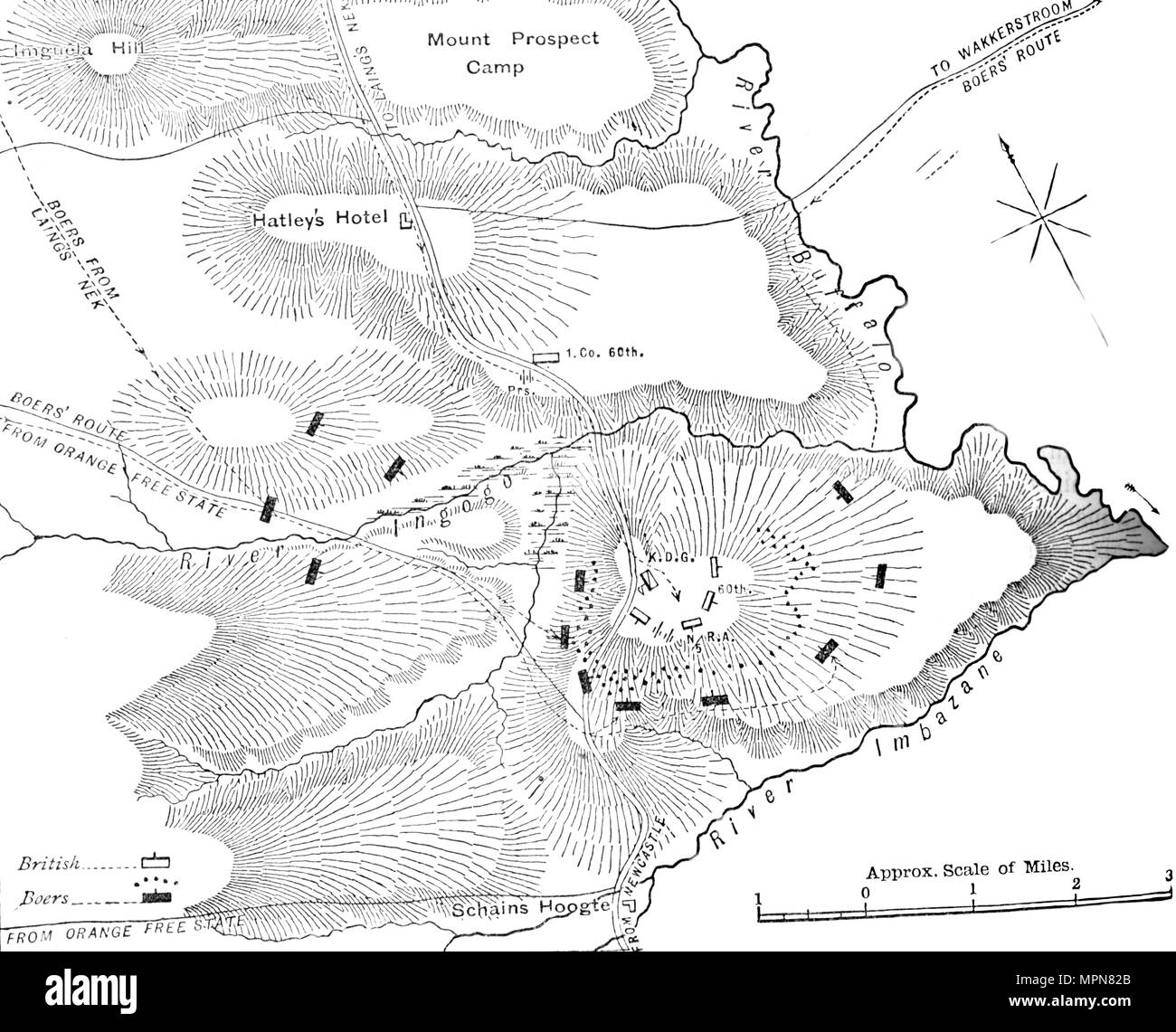 "Der Plan der Aktion auf der Ingogo, (8. Februar 1881)', c 1880. Artist: Unbekannt. Stockfoto