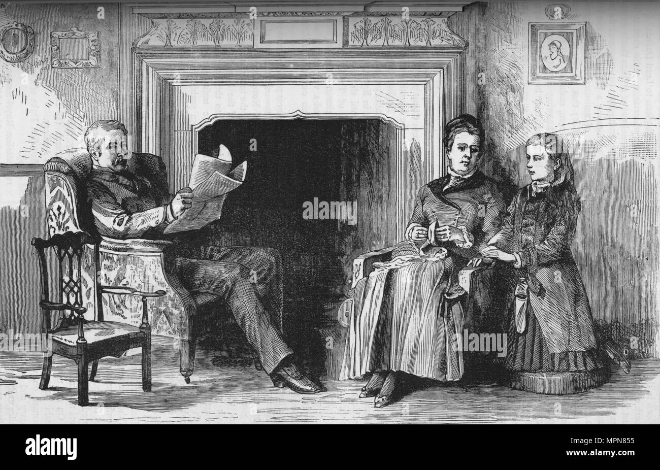 "Lord und Lady Wolseley und ihre Tochter', c 1882-85. Artist: Unbekannt. Stockfoto