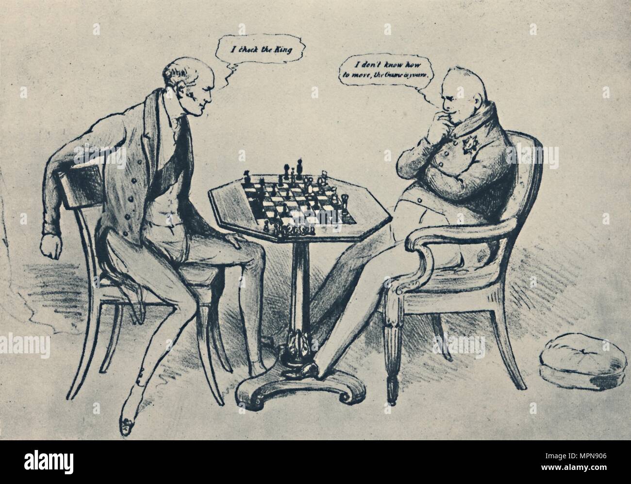 "Ein Spiel im Schach: Lord Grey Spielen William IV", 1948. Artist: John Doyle. Stockfoto