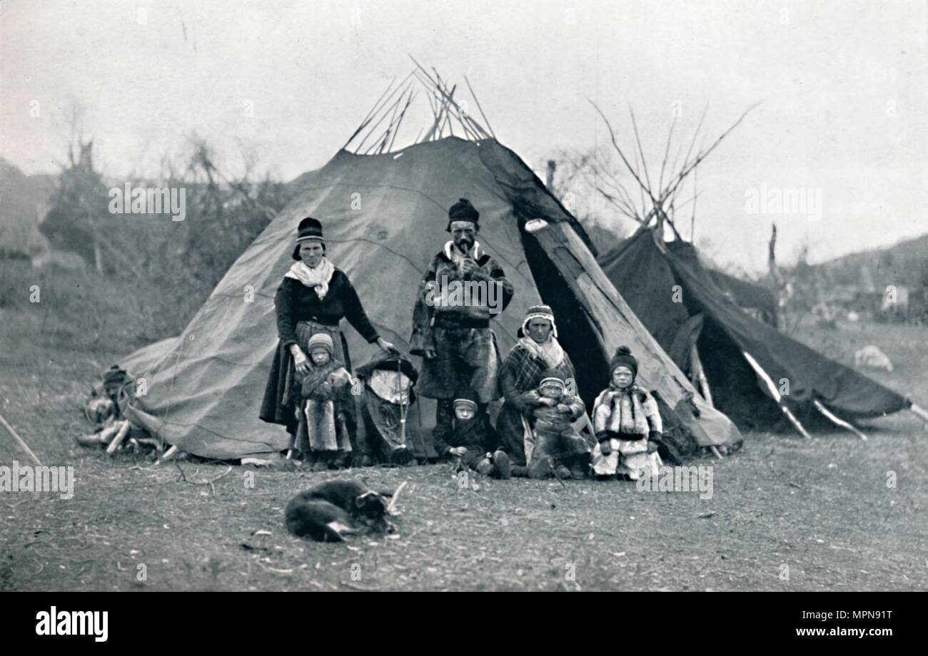 Eine Lappland encampment, 1912. Artist: Unbekannt. Stockfoto
