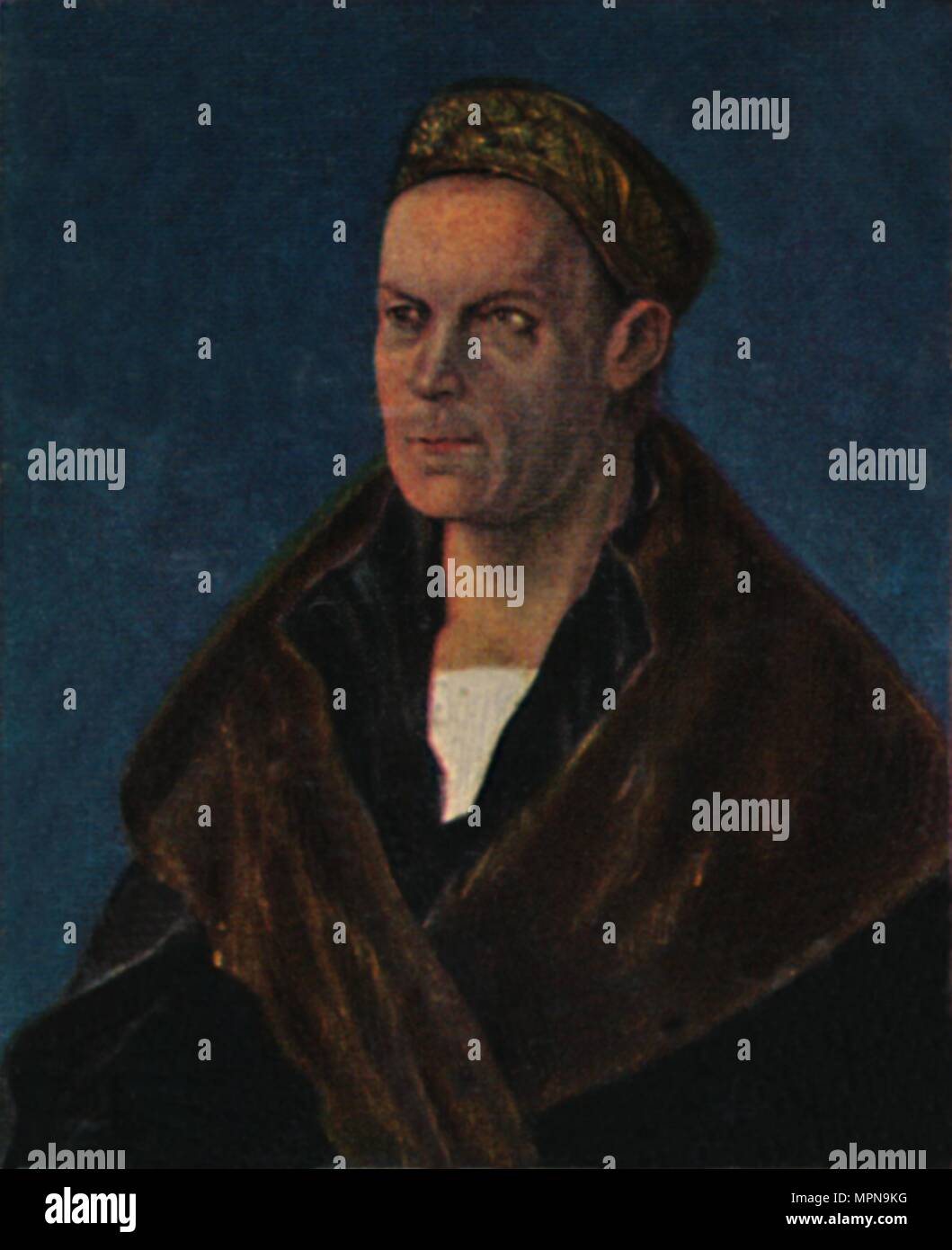 "Jakob Fugger 1459-1525. - Grafik von Dürer", 1934. Artist: Unbekannt. Stockfoto