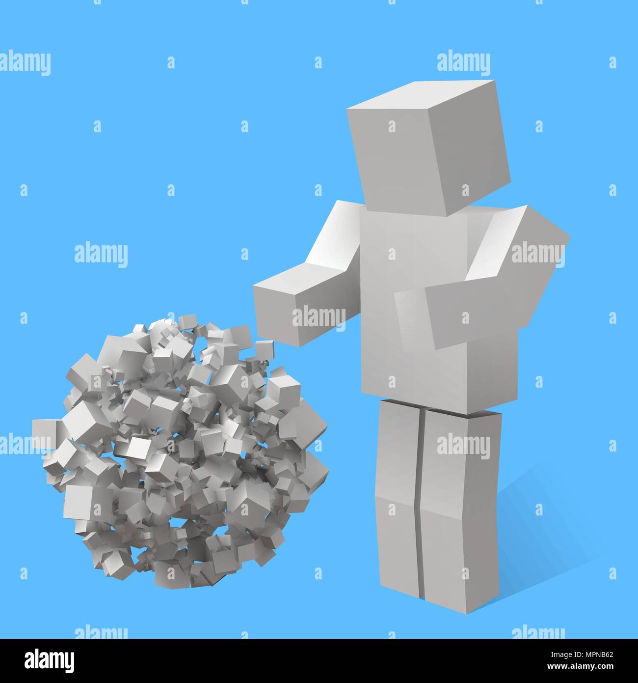 Großer Bereich von random Cubes und kubischen Charakter Stock Vektor