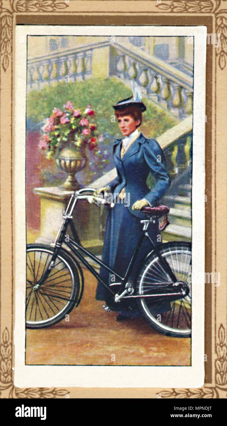 "Lady Radfahrer, 1896", 1939. Artist: Unbekannt. Stockfoto