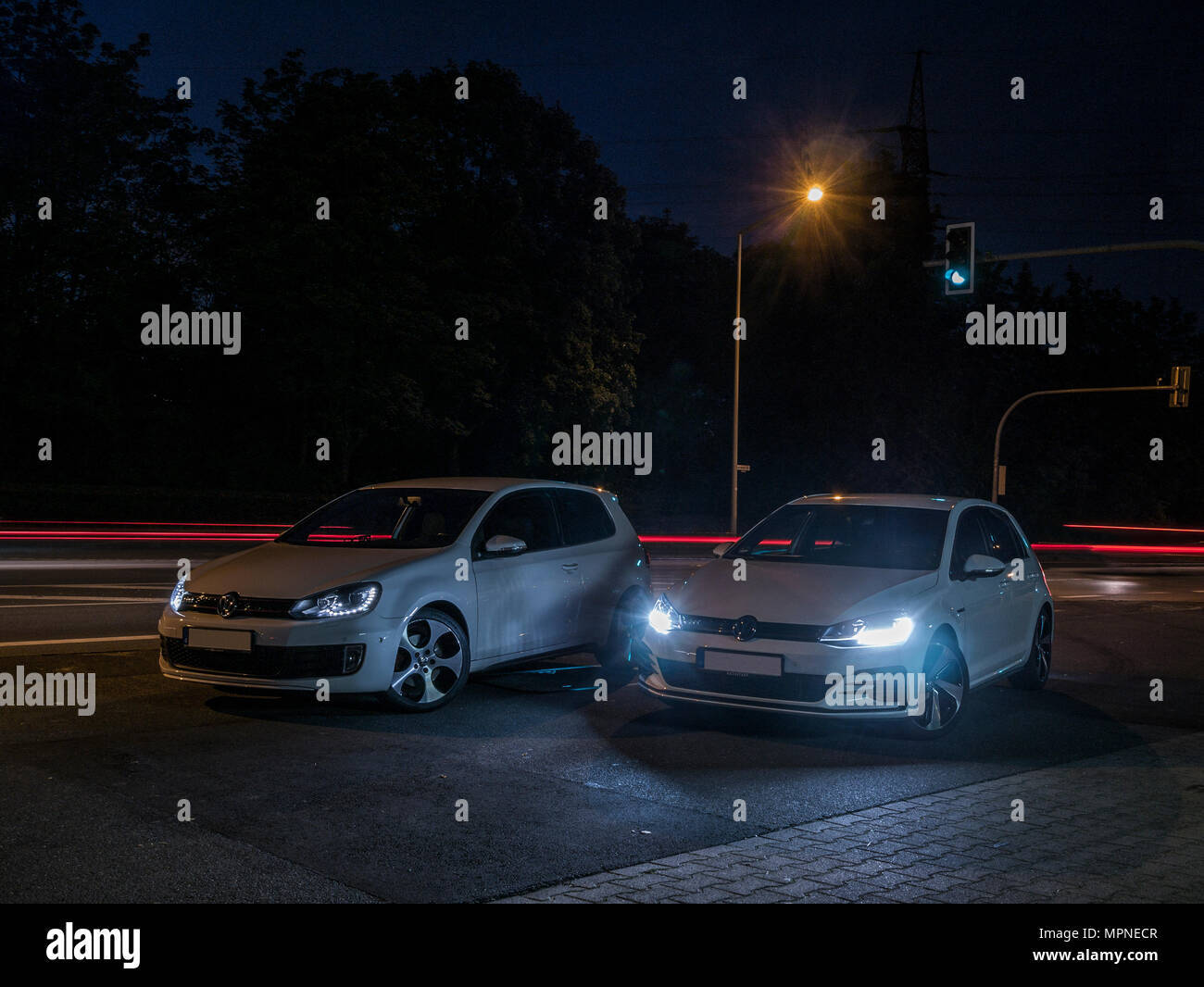 VW Golf 6 GTI auf Brücke Nr. 3 Stockfoto