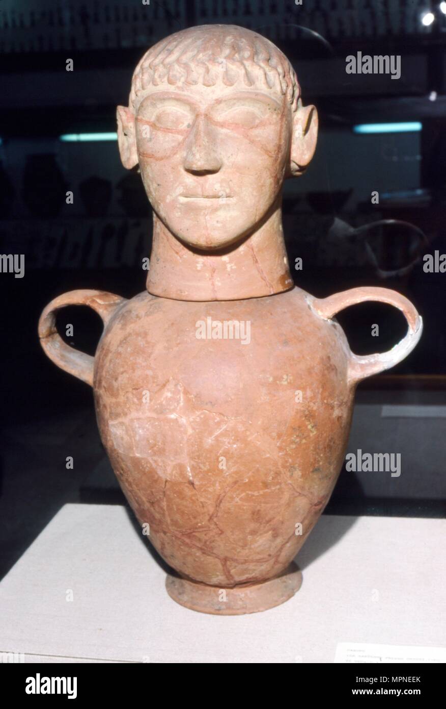 Etruskische Canopic Jar aus santano in der Nähe von Chiusi, 6. vorchristlichen Jahrhundert. Artist: Unbekannt. Stockfoto