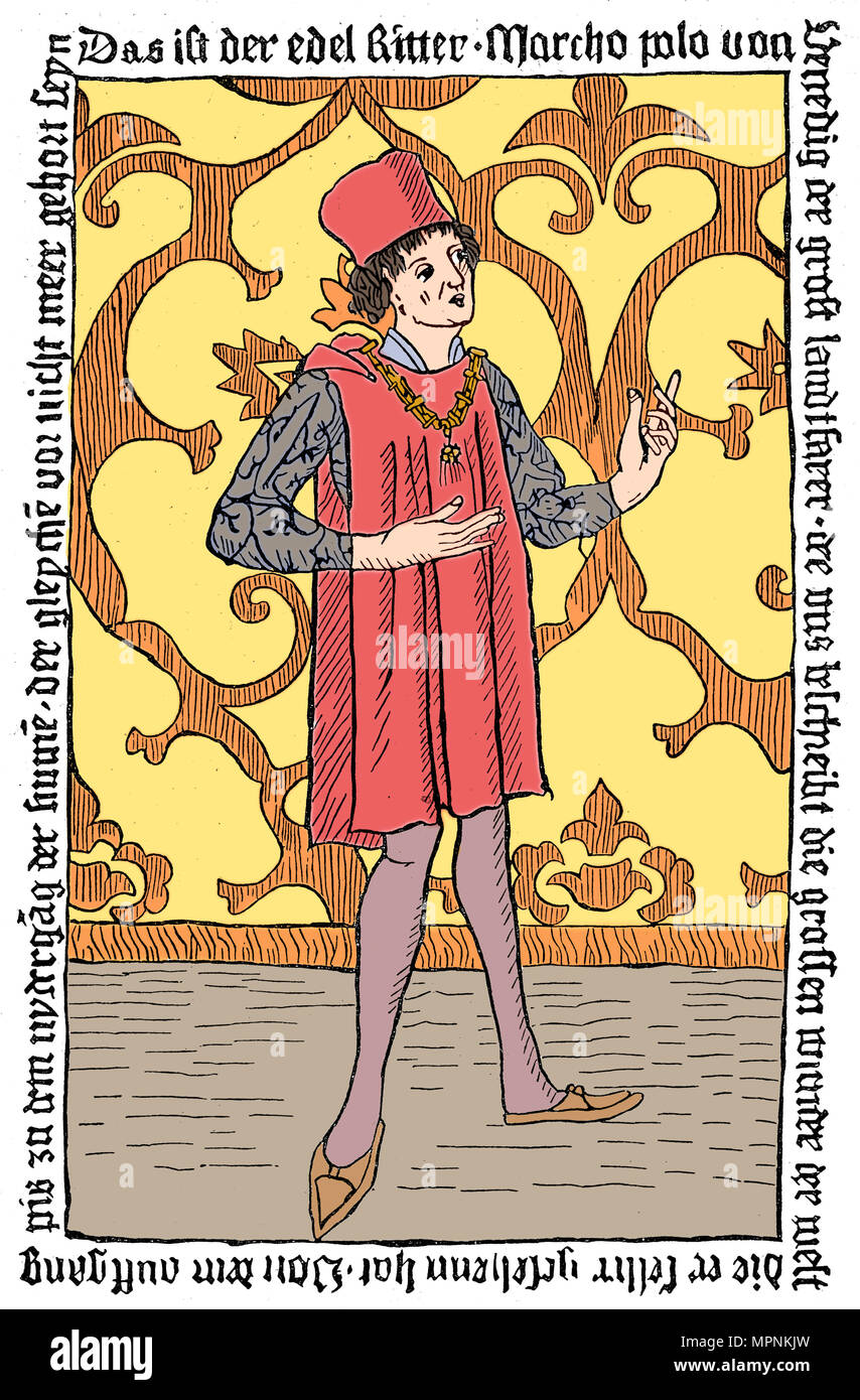 Marco Polo, der mittelalterlichen venezianischen Händler und Reisenden. Artist: Unbekannt. Stockfoto
