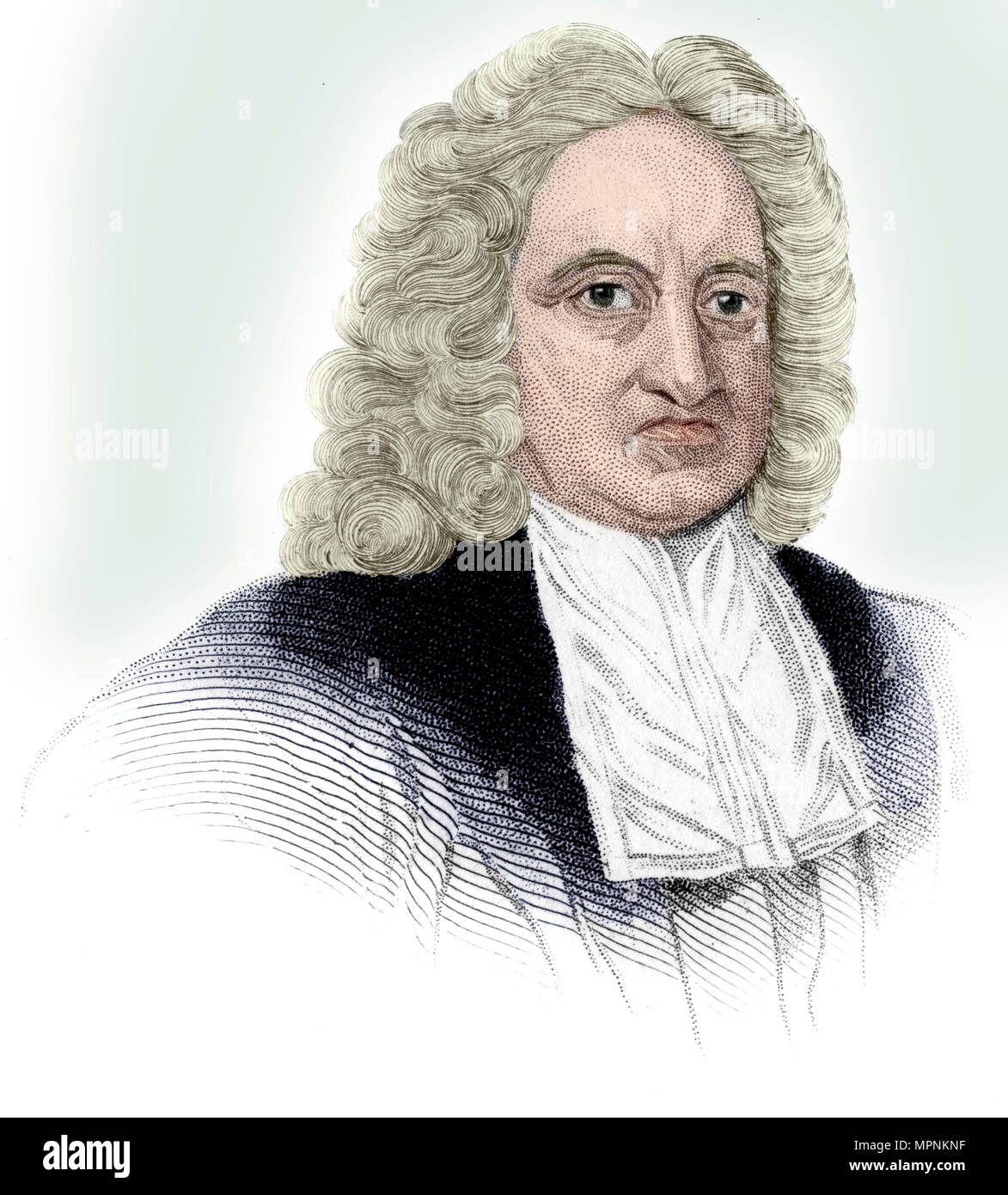 Edmond Halley, englischer Astronom, Mathematiker, Meteorologe, Physiker, (c 1850). Artist: Unbekannt. Stockfoto