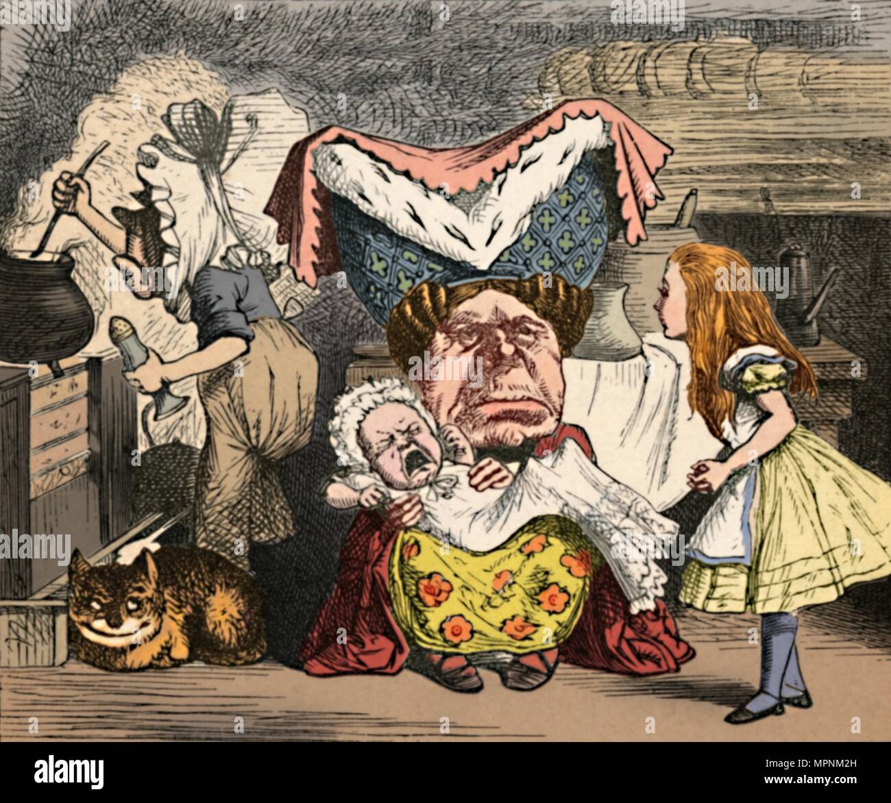 'Alice, die Herzogin, und das Baby", 1889. Artist: John Tenniel. Stockfoto