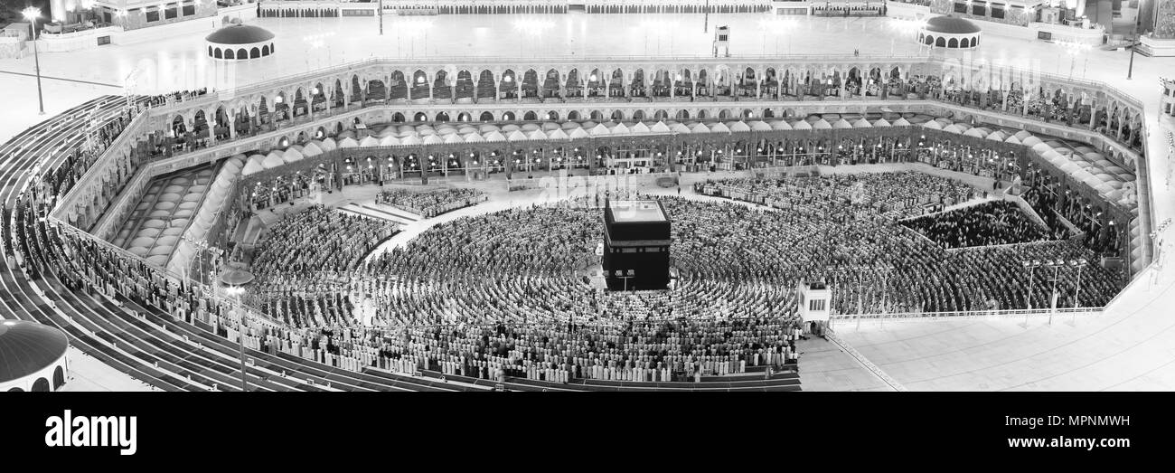Muslime Gebet um AlKaaba in Mekka, Saudi-Arabien, Luftbild Stockfoto