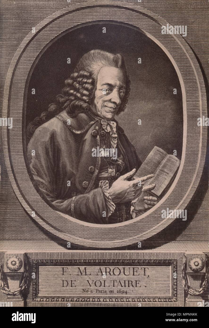 Voltaire, französischer Schriftsteller und Philosoph, c 18. Jahrhundert (1894). Artist: Benoit Louis Henriquez. Stockfoto