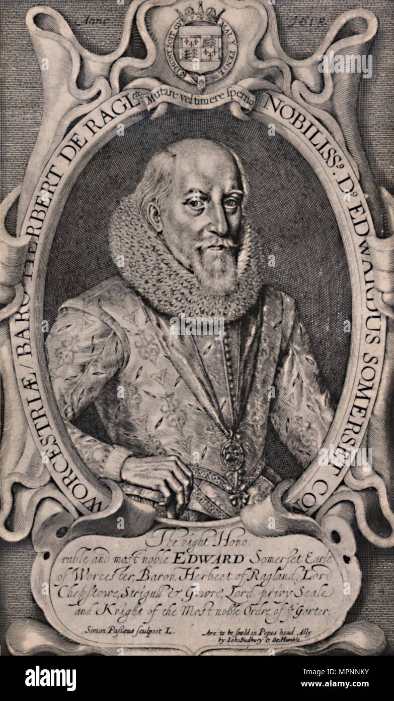 Edward Somerset, 4. Earl of Worcester, Englisch Höfling, c 1618 (1894). Artist: Simon de Passe. Stockfoto