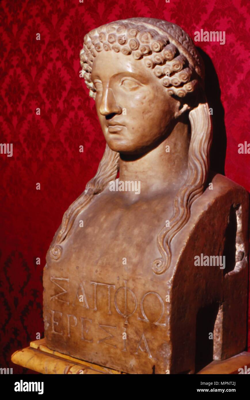 Sappho, griechische Lyrik Dichterin, geb. c 600 v. Chr., c 5. Jahrhundert v. Chr.. Artist: Unbekannt. Stockfoto