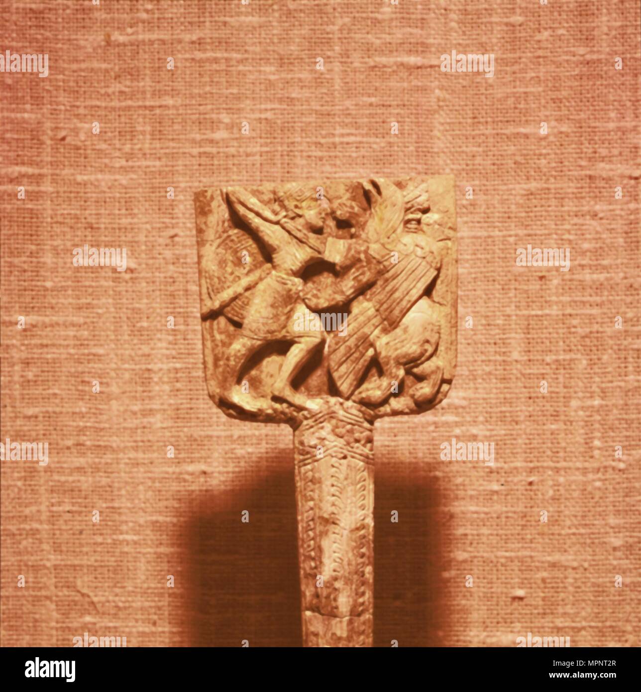 Elfenbein Spiegel Griff aus Enkomi, Zypern, Bronzezeit, c1200BC-c1100BC Künstler: Unbekannt. Stockfoto