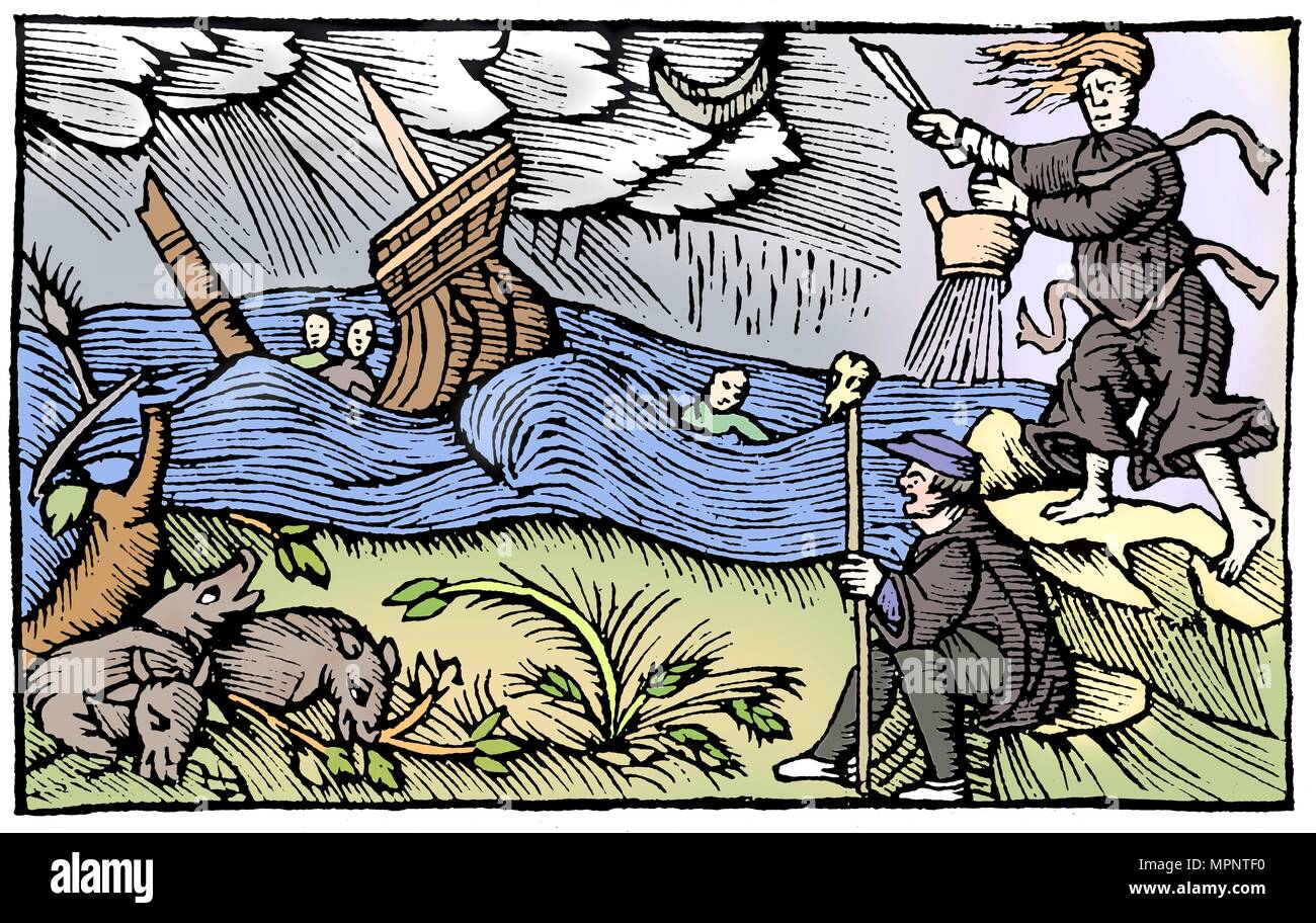 Hexe, ein Sturm, 1562. Artist: Unbekannt. Stockfoto