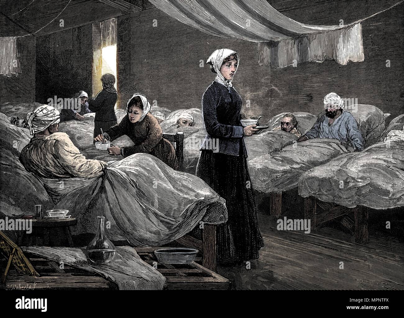 Florence Nightingale in der Baracke Krankenhaus in Scutari, c 1880. Artist: Unbekannt. Stockfoto