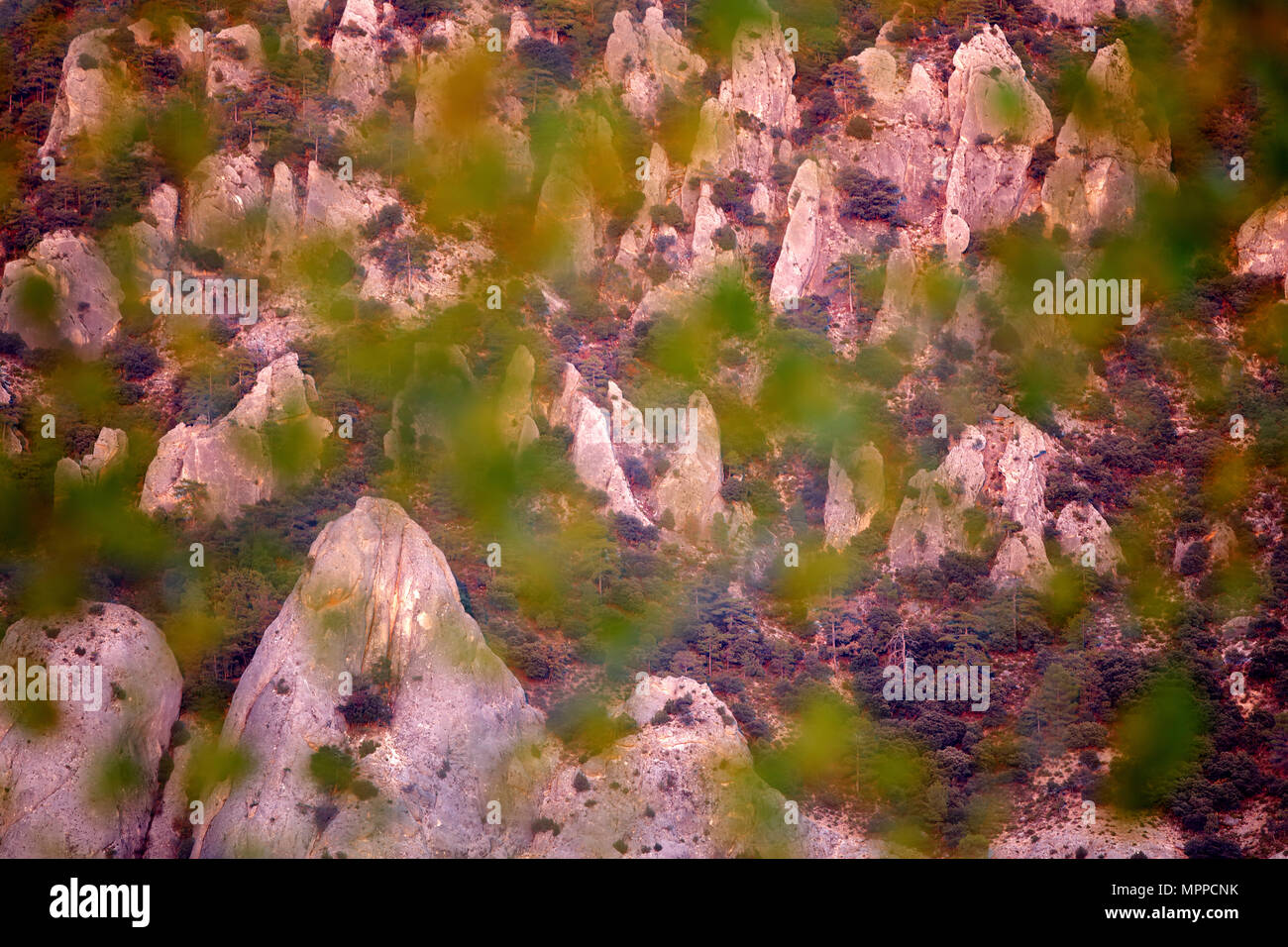 Spanien, Canamares, felsigen Berghang Stockfoto
