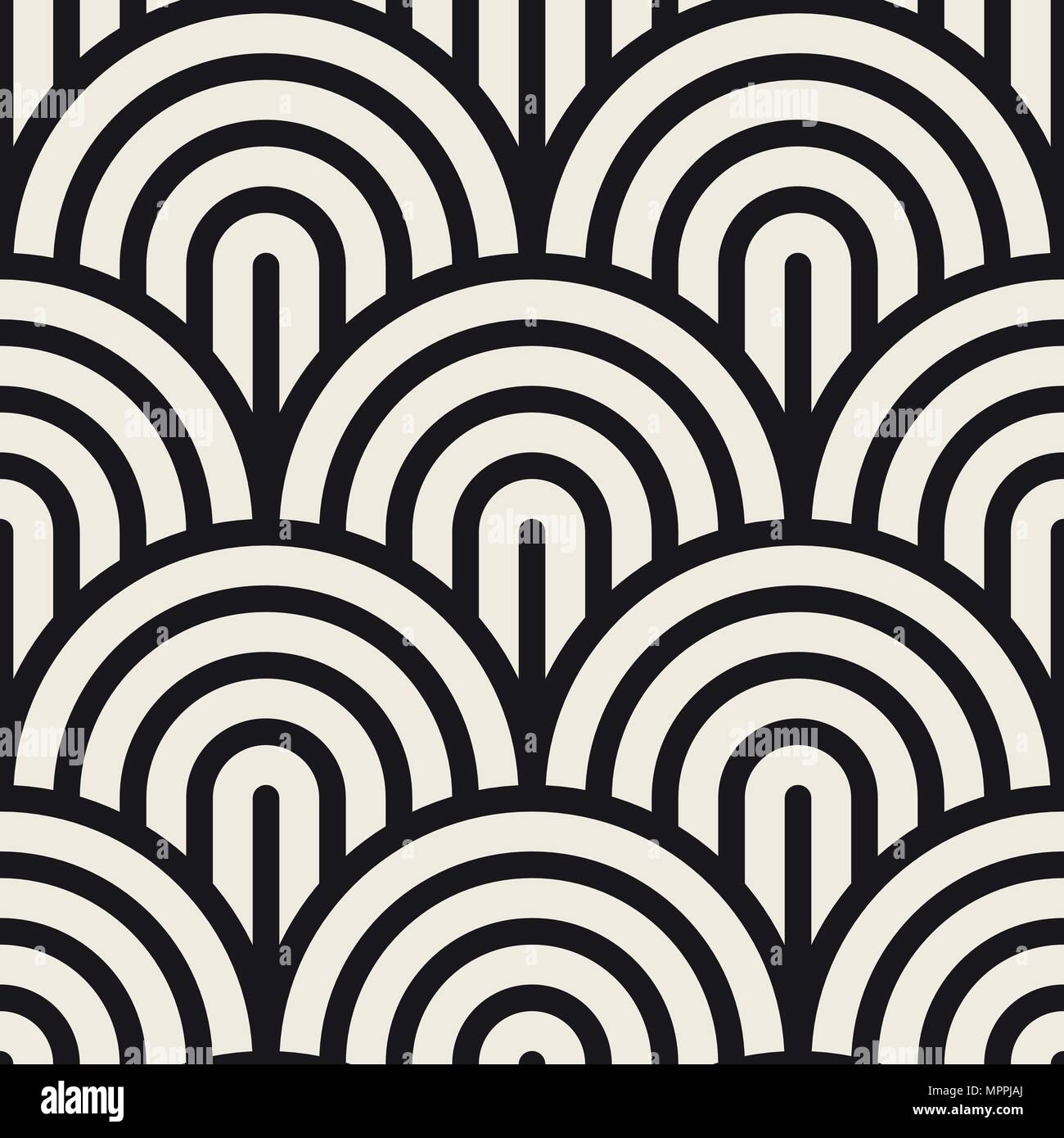 Vektor Nahtlose Vintage Muster Der Uberlappende Bogen Im Art Deco Stil Moderne Elegante Abstrakte Textur Wiederkehrende Geometrische Fliesen Aus Gestreiften Element Stock Vektorgrafik Alamy