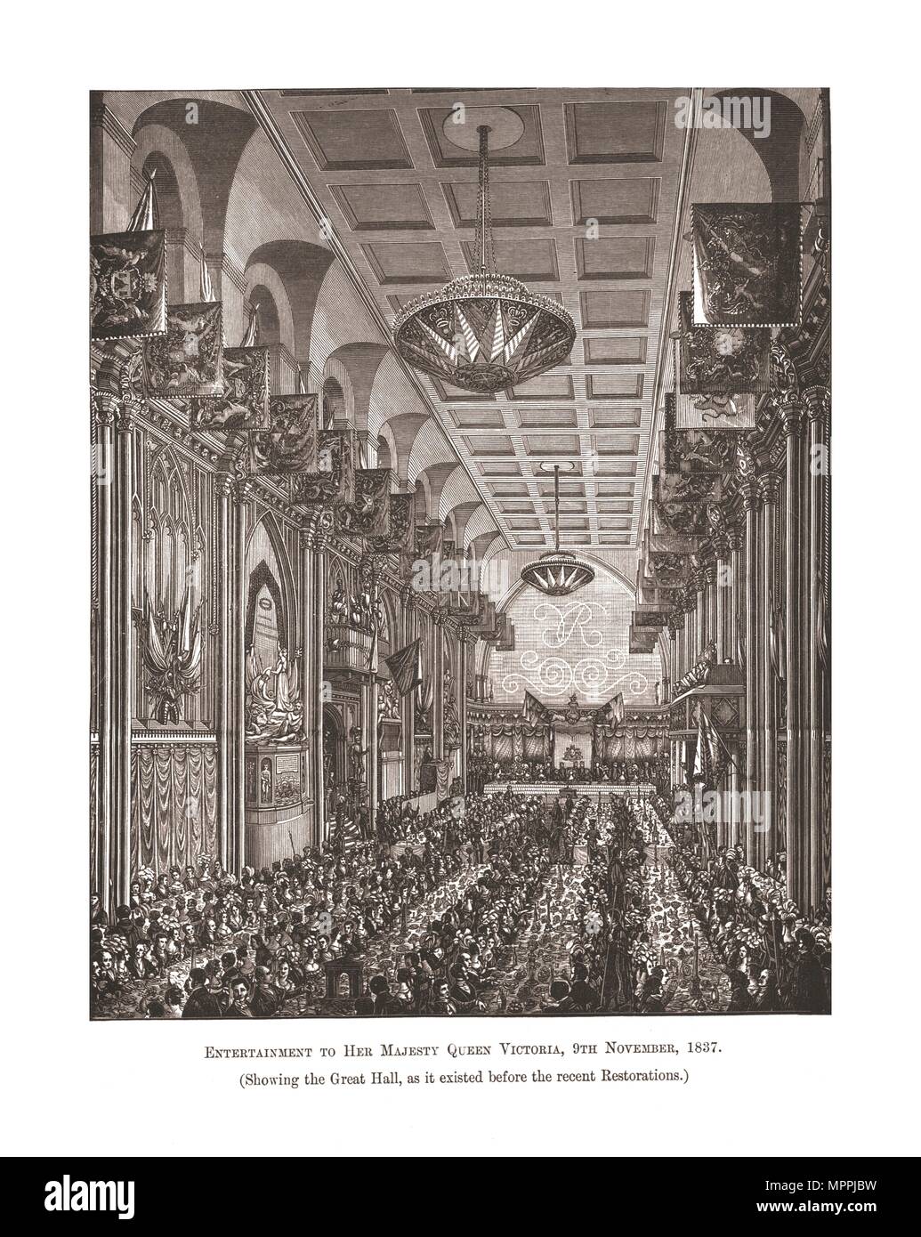 Große Halle Guildhall, 1837, (1886). Artist: Unbekannt. Stockfoto