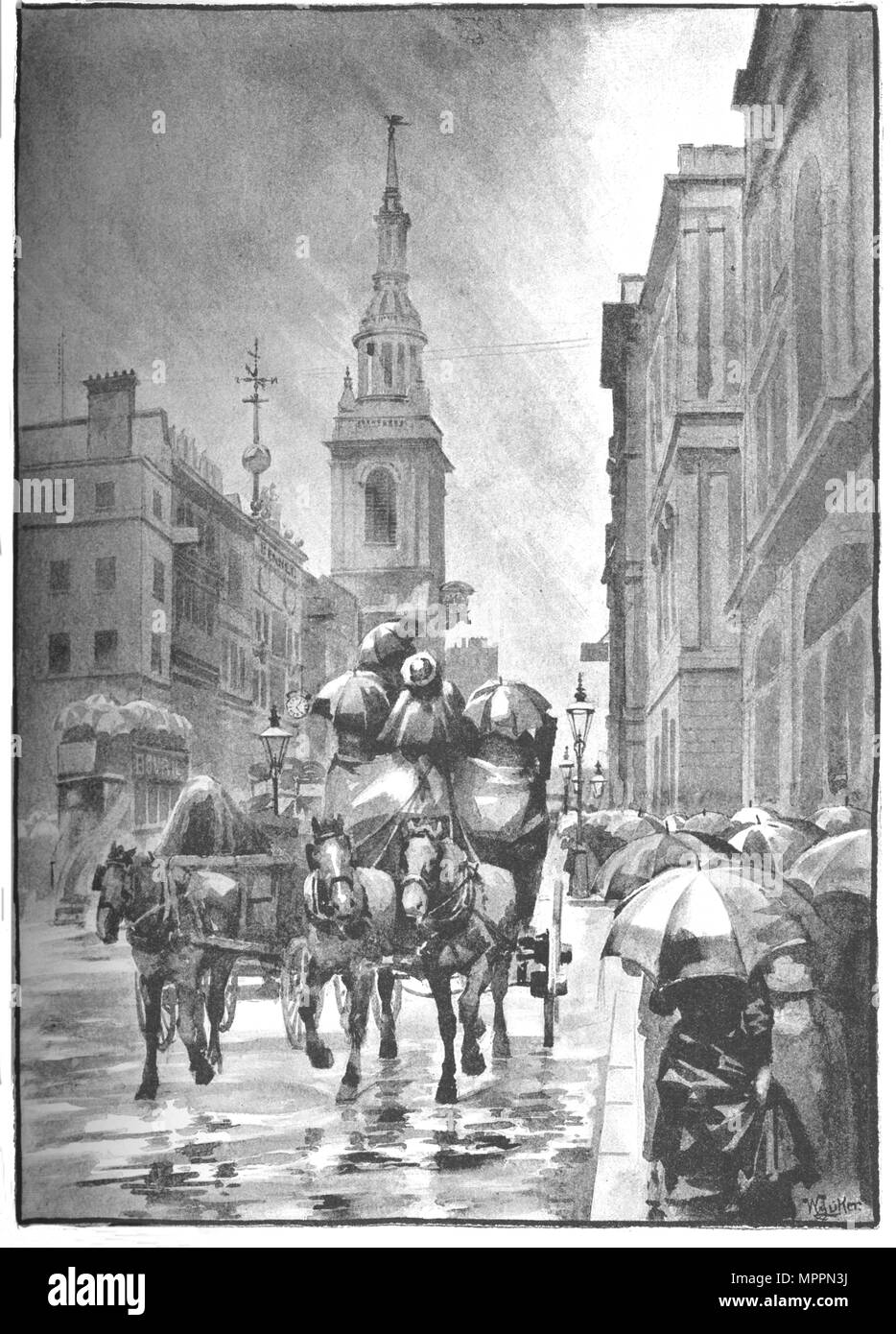 Cheapside' - ein Regentag", 1891. Künstler: William Luker. Stockfoto