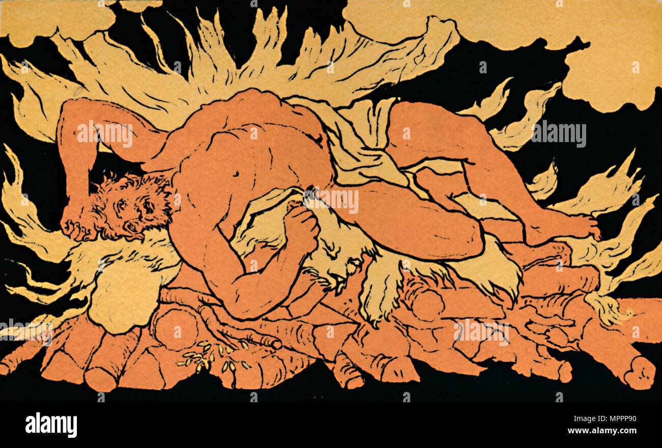 'Hercules auf dem Berg Oeta", 1880. Artist: picart. Stockfoto