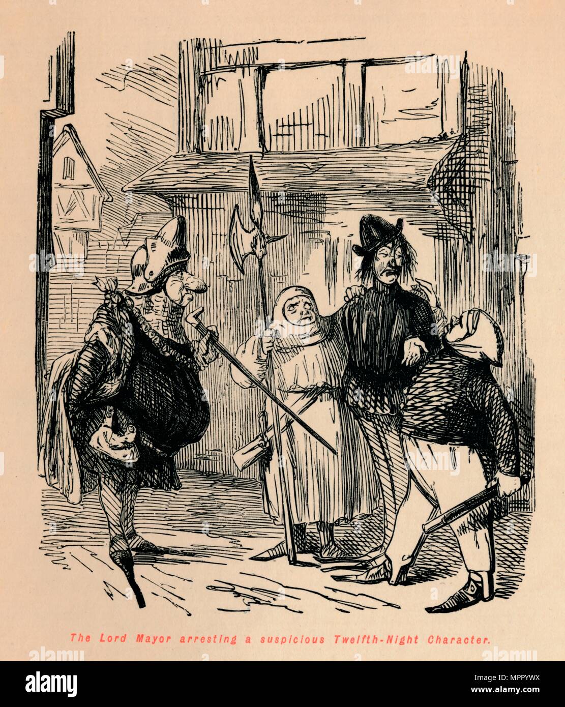"Der Herr Bürgermeister die Festnahme eines Verdächtigen Twelfth-Night Charakter', c 1860, c 1860). Artist: John Leech. Stockfoto