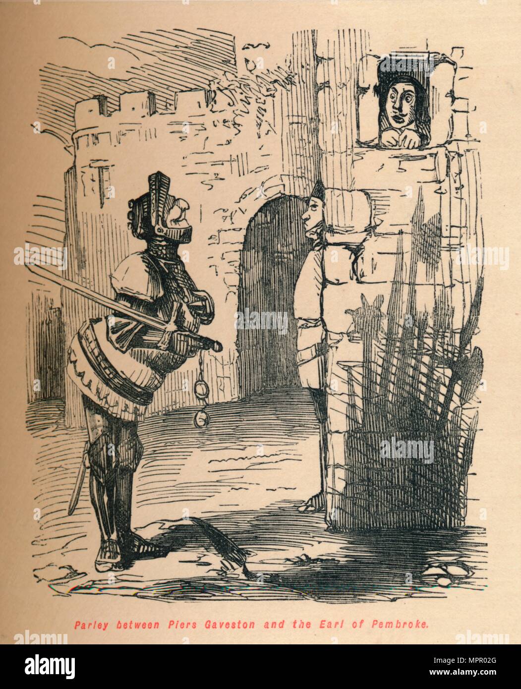 "Parley zwischen Piers Gaveston und dem Grafen von Pembroke.', c 1860, c 1860). Artist: John Leech. Stockfoto