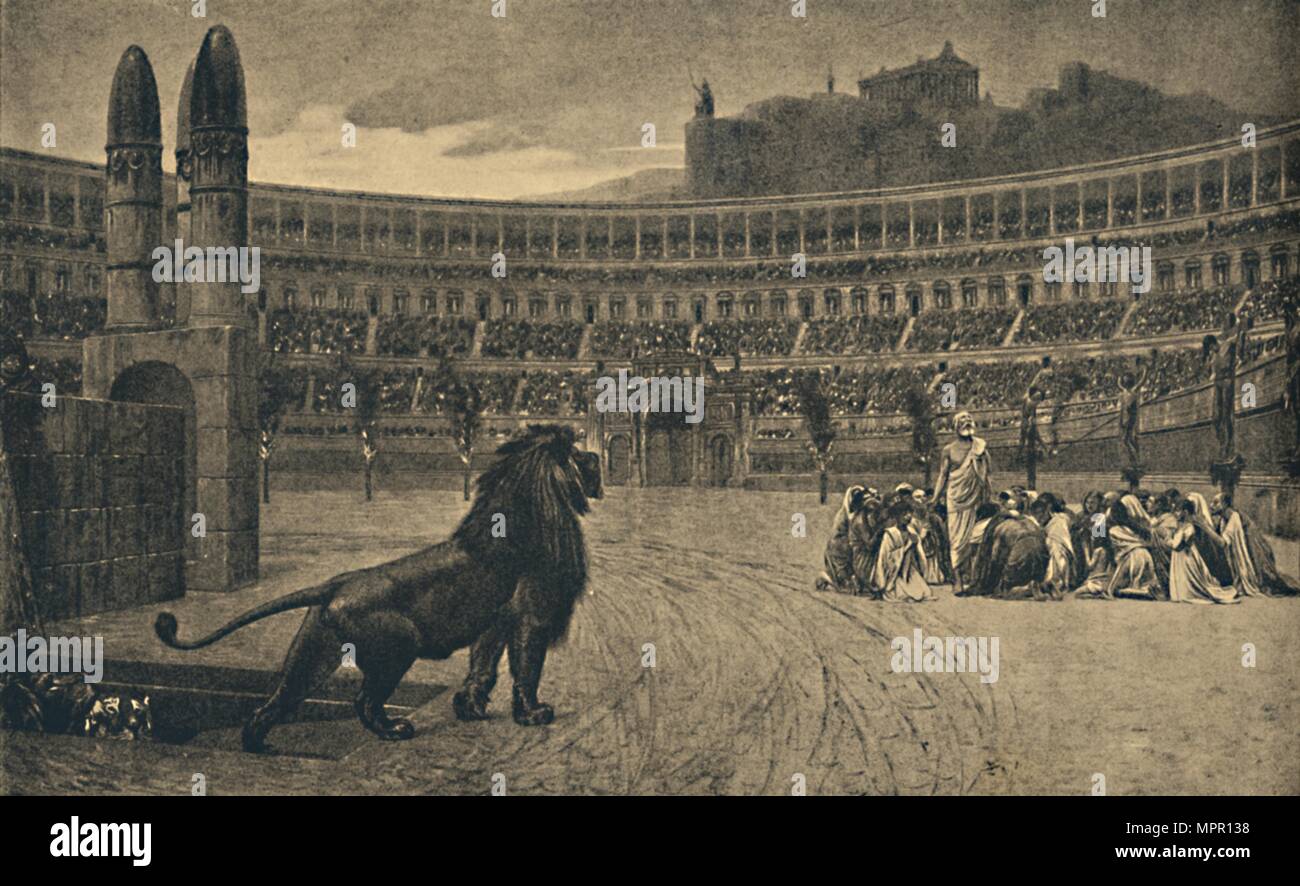 Roma Circus Maximus Das Letzte Gebet Der Christen Geworfen Um Die Wilden Tiere 1910 Artist Unbekannt Stockfotografie Alamy