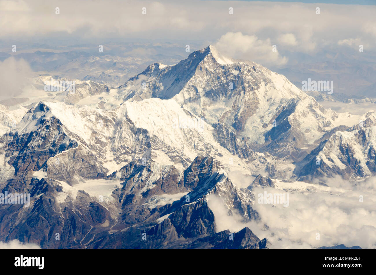 Die schneebedeckten Berge, Makalu, 5. höchsten Berg der Welt, Himalaya, Nepal Stockfoto