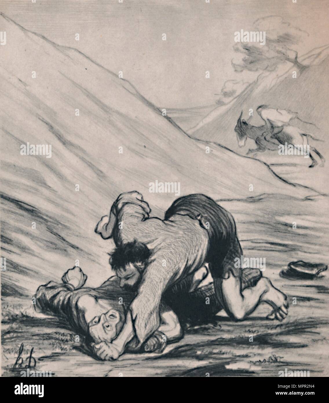 "Der Räuber und der Esel", c 1860 s, (1946). Artist: Honore Daumier. Stockfoto