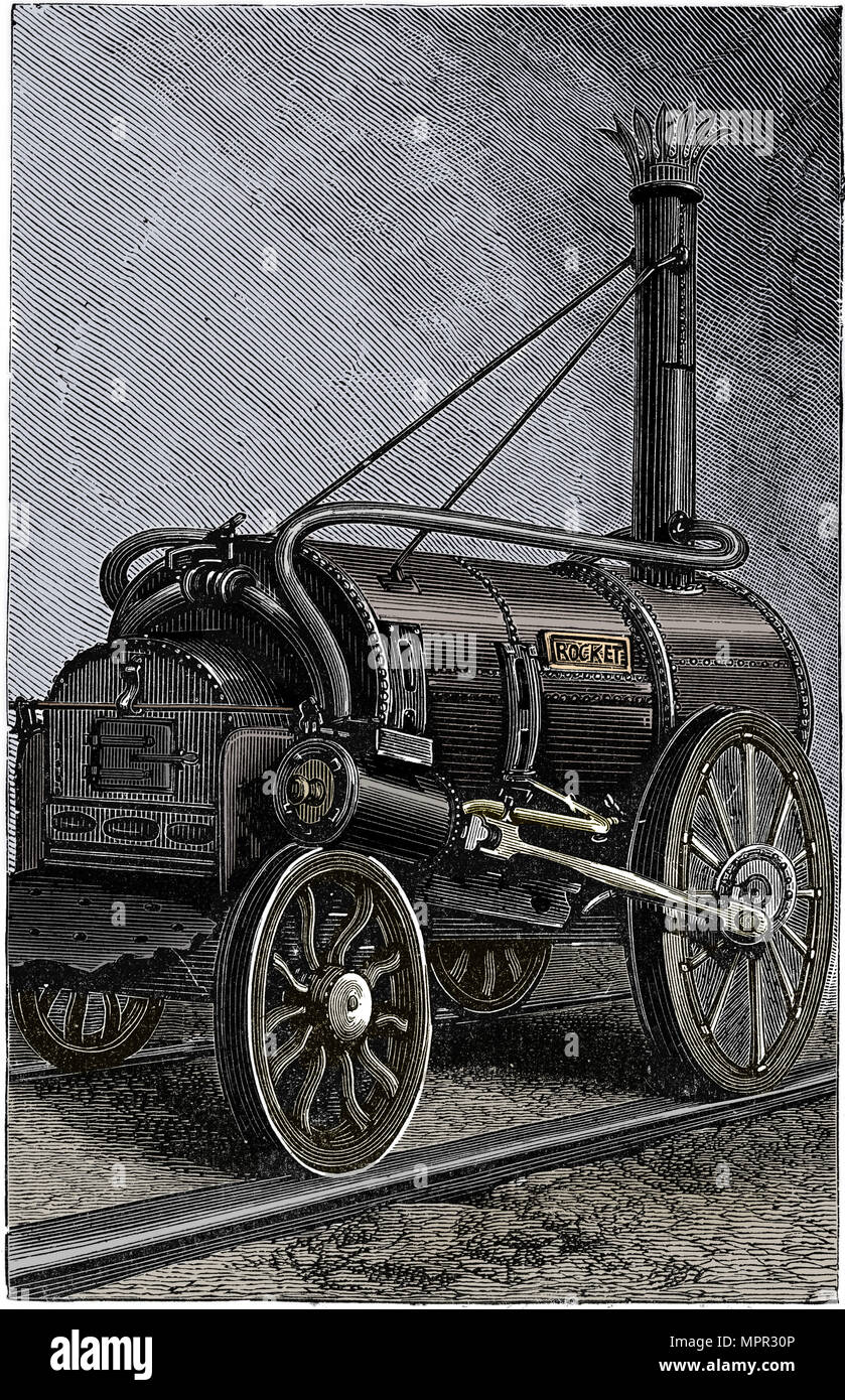 George Stephensons Lokomotive 'Rocket', 1829 (1892). Artist: Unbekannt. Stockfoto