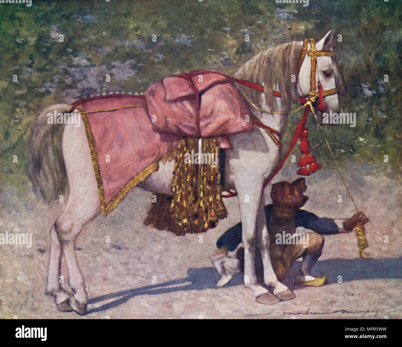 "Ein berühmter Pferd im Gefolge der Rao der Ein', 1903 geführt. Artist: Mortimer L Menpes. Stockfoto