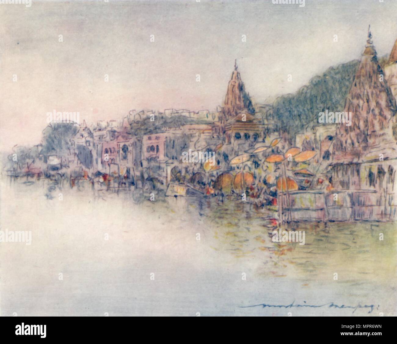 "An den Ufern des heiligen Flusses, Benares', 1905. Artist: Mortimer Luddington Menpes. Stockfoto