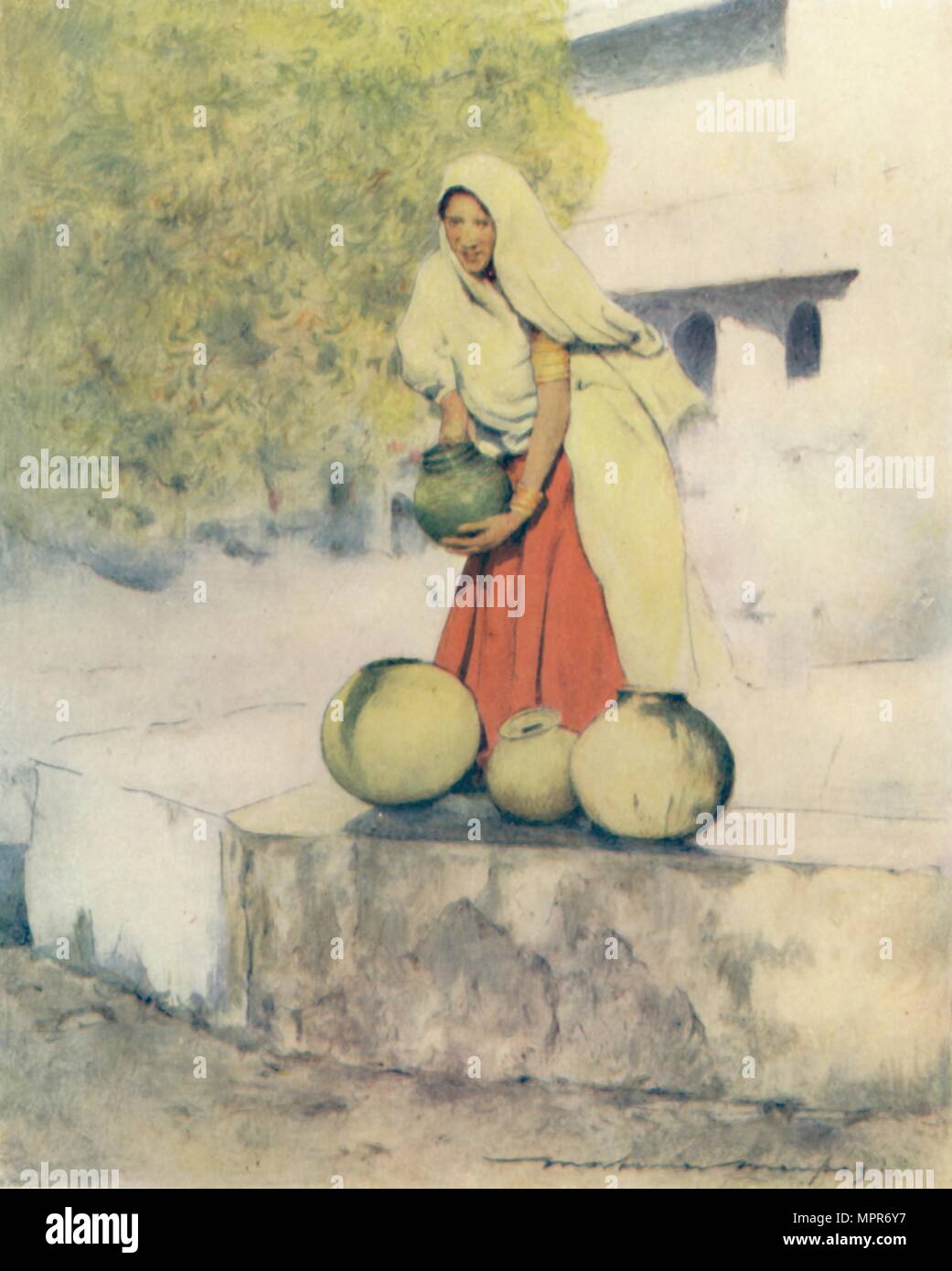 "Eine Frau am Brunnen, Jeypore', 1905. Artist: Mortimer Luddington Menpes. Stockfoto