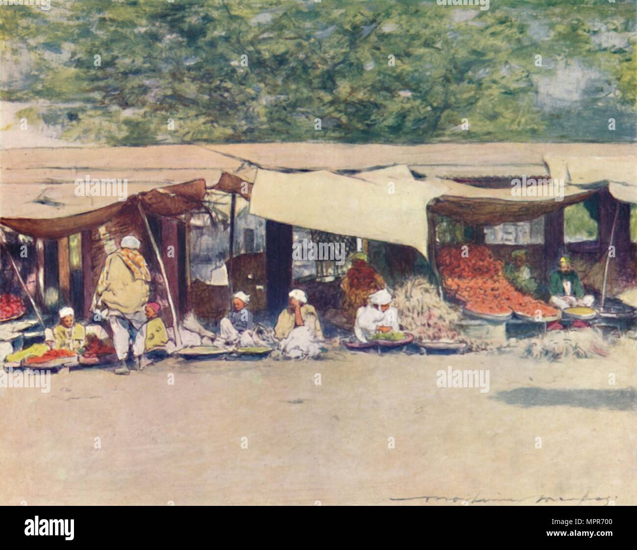 'Markt Tag in Peshawur', 1905. Artist: Mortimer Luddington Menpes. Stockfoto