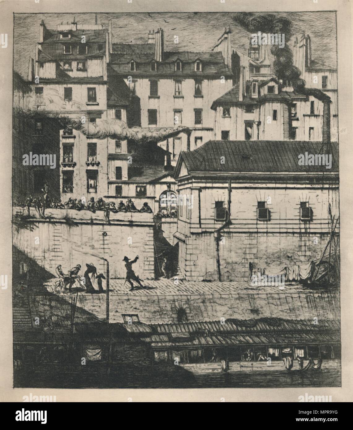 'La Morgue (3., 9 1/8 x 8 1/8 Zoll)", 1854, (1927). Künstler: Charles Meryon. Stockfoto