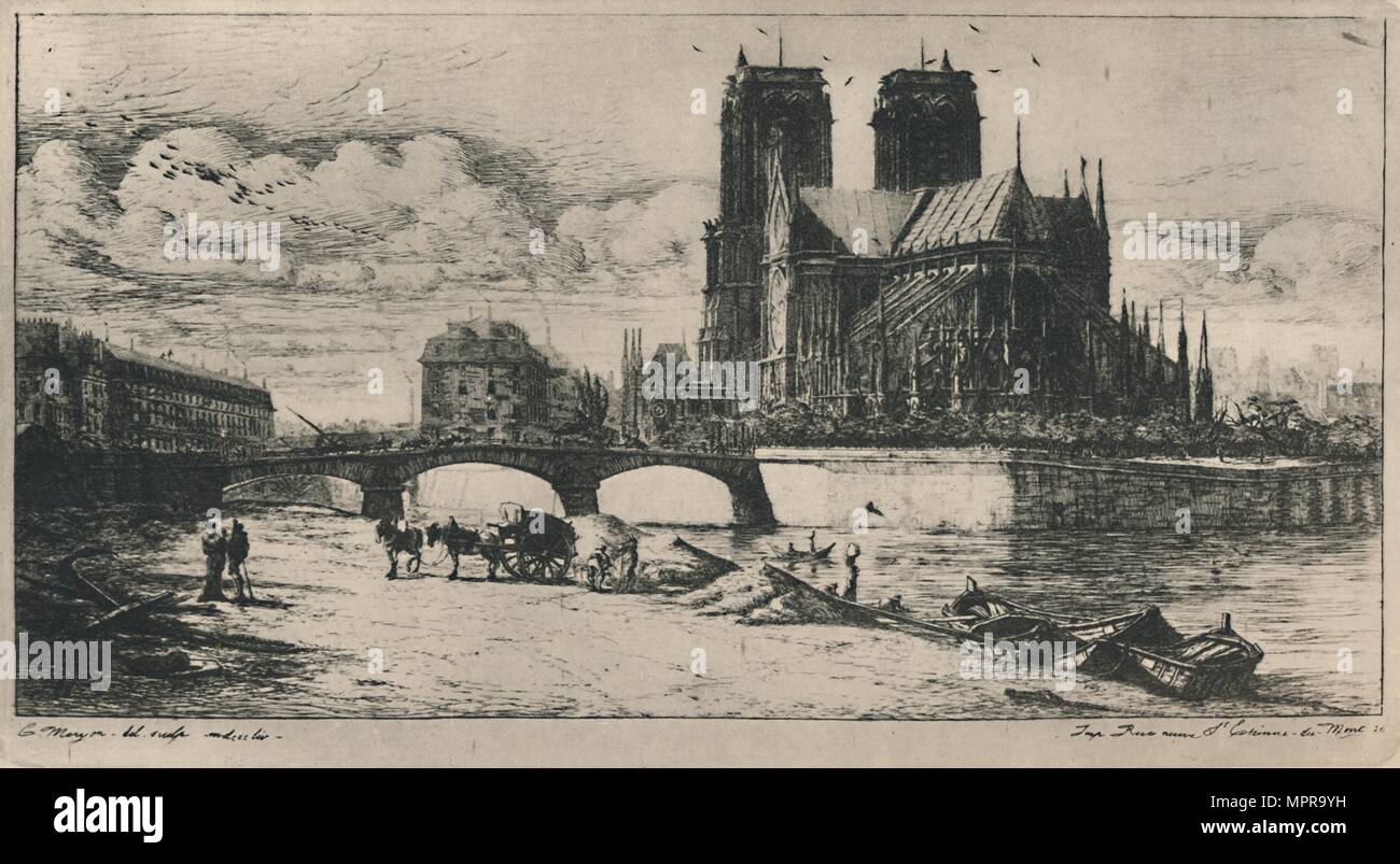 'L'abside De Notre-Dame de Paris (4., 6 1/2 x 11 3/4 Zoll)", 1854, (1927). Künstler: Charles Meryon. Stockfoto