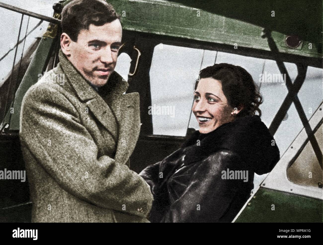 Amy Johnson, British aviator, etwa für Kapstadt, 1932. Künstler: Unbekannt, James Mollison. Stockfoto