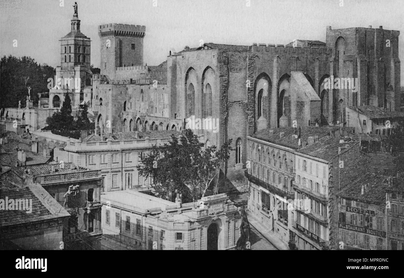 "Avignon-Päpste Palace Blick auf den Uhrturm', c 1925. Artist: Unbekannt. Stockfoto