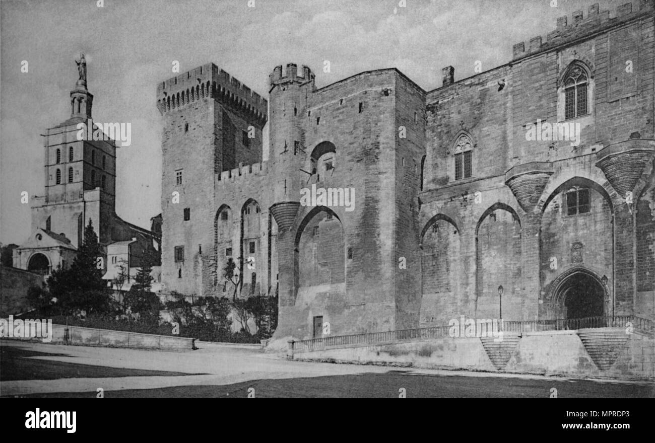"Avignon-Päpste Palast und der Kathedrale', c 1925. Artist: Unbekannt. Stockfoto